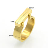 Classics Stainless Steel Jewelry Horseshoe Flat Shackle Brand Ring Punk Finger Love Ring Gold Plated Square Shape Ring For Women
