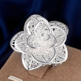 Silver-plated Fashion Jewelry Three Layer Flower Rings For Women Anel Masculino Rings Open Size