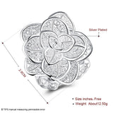 Silver-plated Fashion Jewelry Three Layer Flower Rings For Women Anel Masculino Rings Open Size