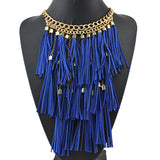 Colorful Handmade Leather Tassel Necklace Fashion Women Jewelry Unique Collar Statement Necklaces & Pendants Accessories