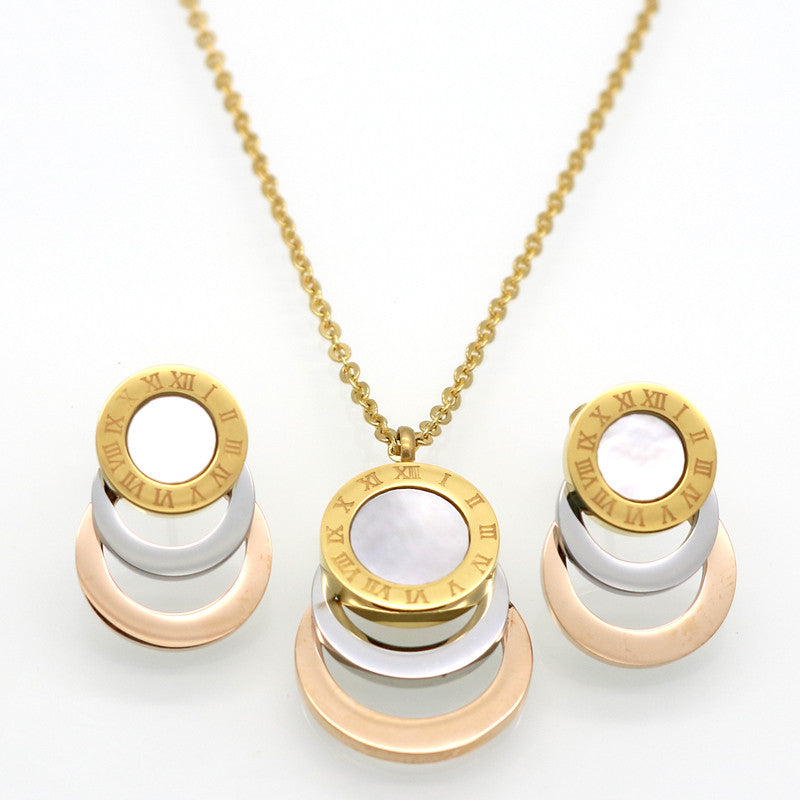 Consist 3 Colour Gold/Silver/Rose Gold Stainless Steel Jewelry Sets Brand Women Earrings & Necklace Jewelry Set For Female