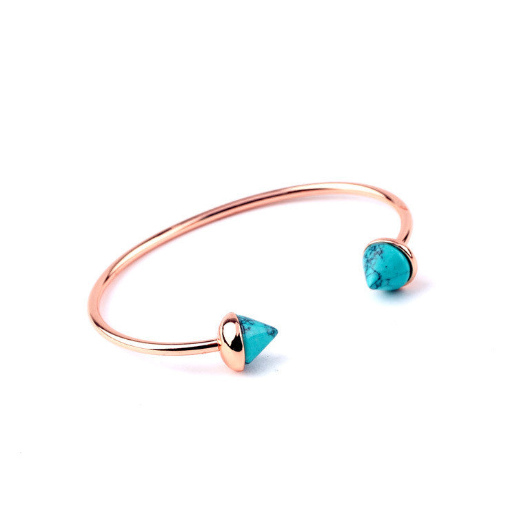 Contracted Beach Party Jewelry Euro-Pop Rese Gold Plated Rivet Turquoise Bangles