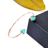 Contracted Beach Party Jewelry Euro-Pop Rese Gold Plated Rivet Turquoise Bangles 