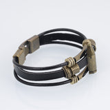 Cool Black Men Bracelet Male Pulseras Punk Rock Vintage Bullet Charm Leather Bracelets&Bangles Multilayer Men Jewelry Wristband