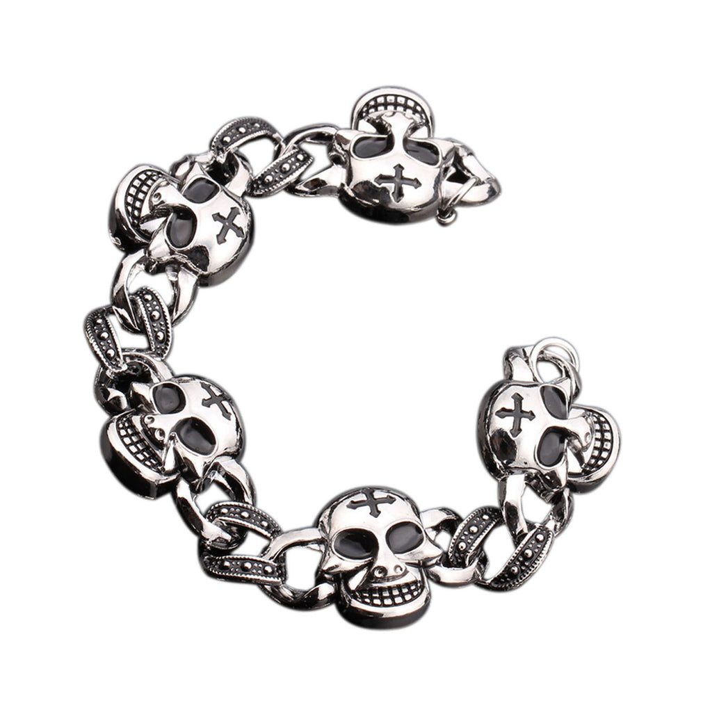 Cool Punk Skull Men Bracelet High Quality Stainless Steel Cuff Bracelets Bangles Men Jewelry Accessories For Best Friends