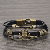 Cool Skull Men Bracelet Punk Black Leather Bracelets & Bangles For Men Women Wrap Male Bracelet with Charms Wristband Jewelry