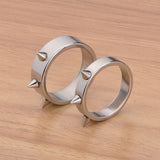 Cool Men Women's Punk Style Silver Tone Stainless Steel Rings Spiked Cone Rivet Rings Self-defense Rings Gift