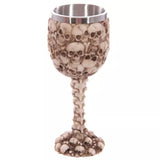 Cool Personalized Resin Stainless Steel Drinking Mug 3D Multi Skull & Spine Goblet Horror Decor Cup for Halloween Bar Party