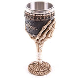 Cool Personalized Resin Stainless Steel Drinking Mug 3D Multi Skull & Spine Goblet Horror Decor Cup for Halloween Bar Party