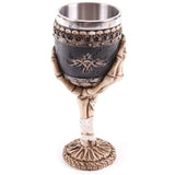 Cool Personalized Resin Stainless Steel Drinking Mug 3D Multi Skull & Spine Goblet Horror Decor Cup for Halloween Bar Party