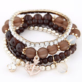 Cool Summer Bohemia Candy Jelly Beads Anchor Crystal Charm Bracelets Bangles Multilayer Beaded Elastic Accessories Women