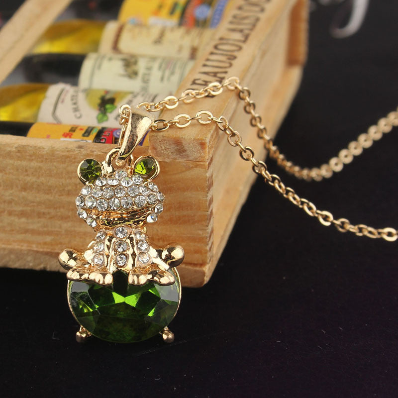 Creative Style Jewelry 14k Gold Filled Austrian Crystal Frog Pendant Unique Women's Necklace fashion Special Party Gifts