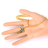 Cross Necklace & Pendant Christian Jewelry Wholesale 316L Stainless Steel Gold Plated Chain Cross Necklace Men 