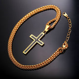 Cross Necklace & Pendant Christian Jewelry Wholesale 316L Stainless Steel Gold Plated Chain Cross Necklace Men 