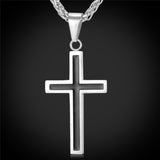 Cross Necklace & Pendant Christian Jewelry Wholesale 316L Stainless Steel Gold Plated Chain Cross Necklace Men