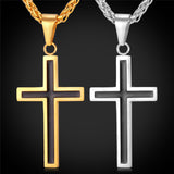 Cross Necklace & Pendant Christian Jewelry Wholesale 316L Stainless Steel Gold Plated Chain Cross Necklace Men
