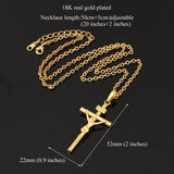 Cross Necklace Women/Men Jewelry Wholesale Trendy 2 Colors Platinum/18K Real Gold Plated INRI Crucifix Jesus Cross Pendant