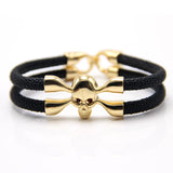 New Arrival baseball stingray leather skull bracelet Luxury man Skull Bracelet handmade high qaulity leather bracelet