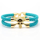 New Arrival baseball stingray leather skull bracelet Luxury man Skull Bracelet handmade high qaulity leather bracelet