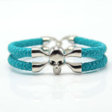 New Arrival baseball stingray leather skull bracelet Luxury man Skull Bracelet handmade high qaulity leather bracelet