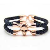 New Arrival baseball stingray leather skull bracelet Luxury man Skull Bracelet handmade high qaulity leather bracelet