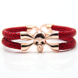 New Arrival baseball stingray leather skull bracelet Luxury man Skull Bracelet handmade high qaulity leather bracelet