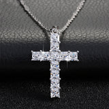 Cross Pendant Necklace with Luxury Austria Crystal Zircon 3 Layer Platinum Plated Allergy Free Women Necklace 