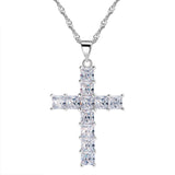 Cross Pendant Necklace with Luxury Austria Crystal Zircon 3 Layer Platinum Plated Allergy Free Women Necklace