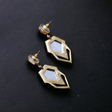 Dazzle Color Geometric Imitation Gems Brand Designer Women's Trendy Drop Earrings