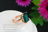 Brand Emerald Ring Rose Gold Plated Fashion Red/Green Big Crystal Imitation Ruby Wedding Jewelry For Women 