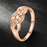 CZ Diamond Infinity Rings Rose Gold Plated Fashion Spacial Wedding/Engagement Ring Jewelry For Women Gift 