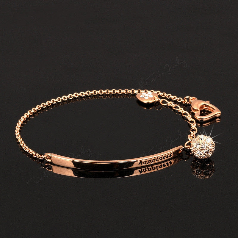 Double Fair OL Style CZ Diamond Ball Fashion Party Charm Bracelets & Bangles Rose Gold Plated Crystal Jewelry For Women