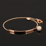 Double Fair OL Style CZ Diamond Ball Fashion Party Charm Bracelets & Bangles Rose Gold Plated Crystal Jewelry For Women