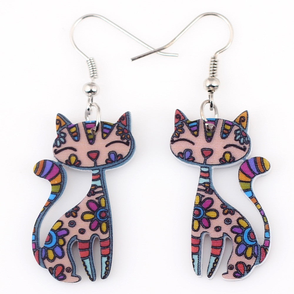 Drop Cat Earrings Dangle Long Acrylic Pattern Earring Fashion Jewelry For Women New Arrival Accessories