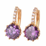 Earring Women 24K Yellow Gold Plated Hoop Earrings Zirconia Topaz Attractive Jewelry for Women Brinco Earings