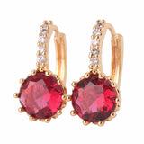 Earring Women 24K Yellow Gold Plated Hoop Earrings Zirconia Topaz Attractive Jewelry for Women Brinco Earings