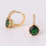 Earring Women 24K Yellow Gold Plated Hoop Earrings Zirconia Topaz Attractive Jewelry for Women Brinco Earings