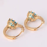 Earring Women 24K Yellow Gold Plated Hoop Earrings Zirconia Topaz Attractive Jewelry for Women Brinco Earings