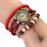 Eiffel Tower Ladies Watches Hot Vintage Women's Quartz Leather Bracelet Wrist Watch