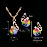 Elegane Colorful Zircon Jewelry Set Wedding Jewelry Set Crystal Butterfly Necklace Earrings Bijoux Femme Indian Jewelry