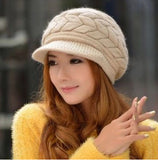 Elegant Women Hat Winter & Fall Beanies Knitted Hats For Woman Rabbit Fur Cap Autumn Ladies Female Fashion Skullies