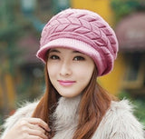 Elegant Women Hat Winter & Fall Beanies Knitted Hats For Woman Rabbit Fur Cap Autumn Ladies Female Fashion Skullies