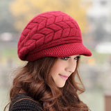 Elegant Women Hat Winter & Fall Beanies Knitted Hats For Woman Rabbit Fur Cap Autumn Ladies Female Fashion Skullies