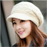 Elegant Women Hat Winter & Fall Beanies Knitted Hats For Woman Rabbit Fur Cap Autumn Ladies Female Fashion Skullies