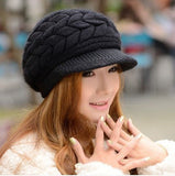 Elegant Women Hat Winter & Fall Beanies Knitted Hats For Woman Rabbit Fur Cap Autumn Ladies Female Fashion Skullies