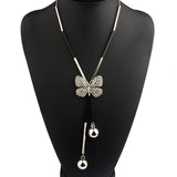 Elegant Butterfly Long Beaded Chain Tassel Necklace Women Rhinestone Office Lady Accessory Bohemia Costumes Jewelry 