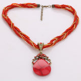 Elegant 2016 New Ethnic Style Alloy Rhinestone Necklace Natural Stone Pendant Chain Choker Bib Statement Necklace