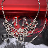 Elegant Pearl Shining Crystal 18K Silver Plated Austrian Crystal Bridal/Wedding Jewelry Sets For Women