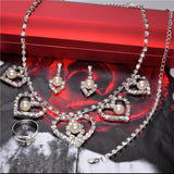 Elegant Pearl Shining Crystal 18K Silver Plated Austrian Crystal Bridal/Wedding Jewelry Sets For Women
