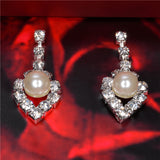 Elegant Pearl Shining Crystal 18K Silver Plated Austrian Crystal Bridal/Wedding Jewelry Sets For Women